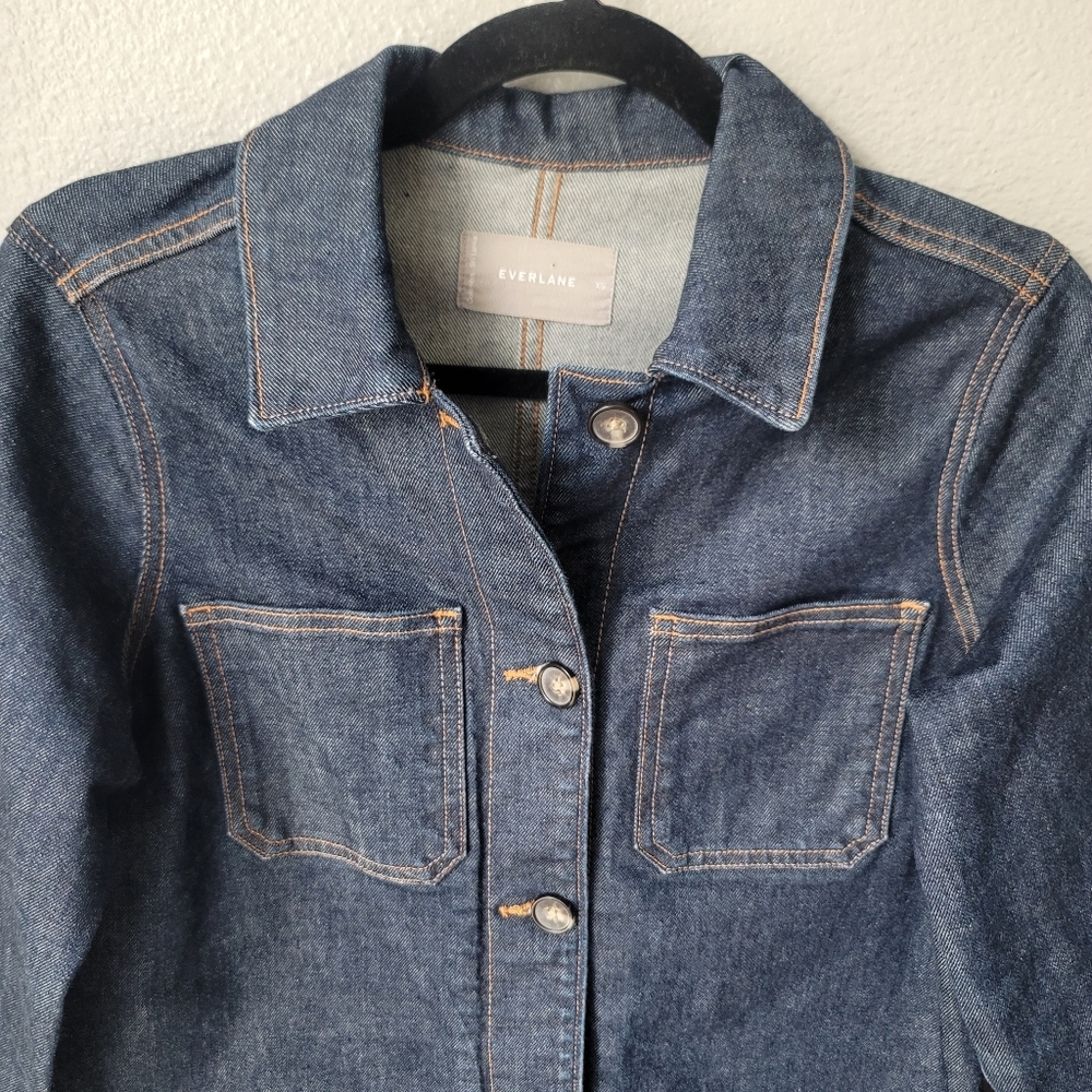 Everlane The Denim Chore Jacket Mini Dress In Dark Denim Size XSmall - Picture 3 of 8